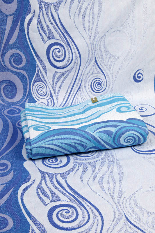 Baby Wrap, Jacquard Weave (100% cotton) - BLUE WAVES 2.0 - size M #babywearing