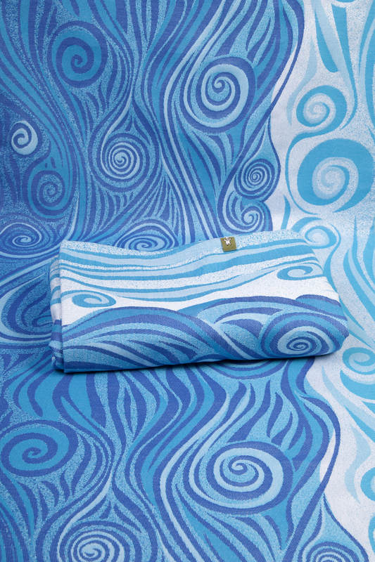 Baby Wrap, Jacquard Weave (100% cotton) - BLUE WAVES 2.0 - size XL #babywearing