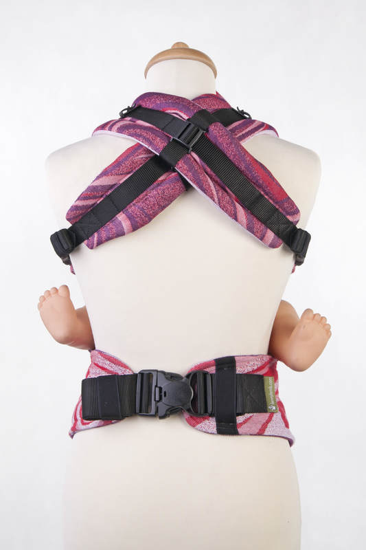 Porte-bébé ergonomique, taille bébé, jacquard 100% coton, MARON WAVES - Deuxième génération #babywearing