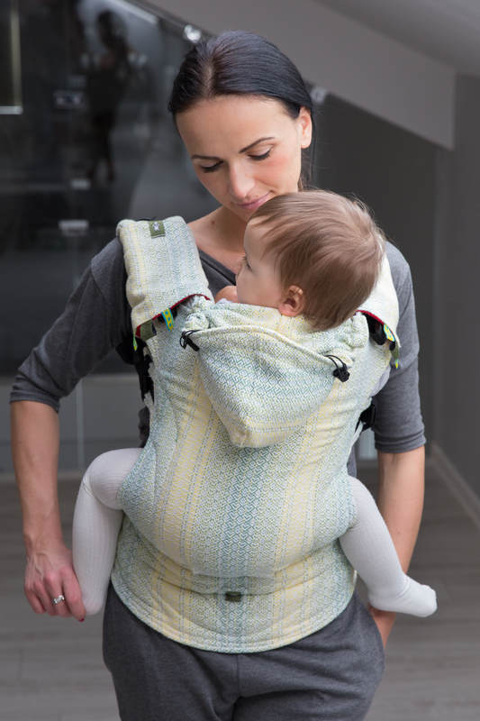 Ergonomic Carrier, Toddler Size, jacquard weave 100% cotton - LITTLE LOVE - GOLDEN TULIP, Second Generation #babywearing