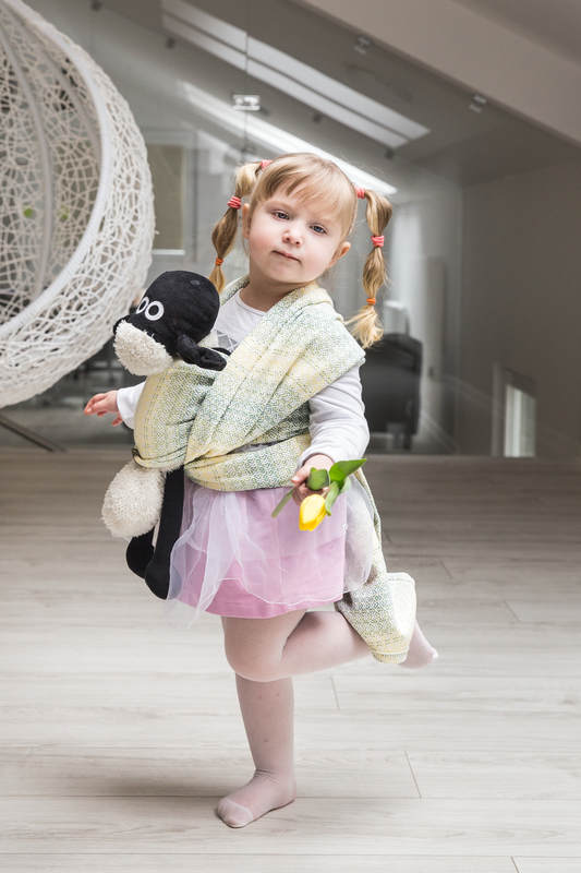 Żakardowa chusta dla lalek, 100% bawełna - LITTLE LOVE - ZŁOTY TULIPAN #babywearing