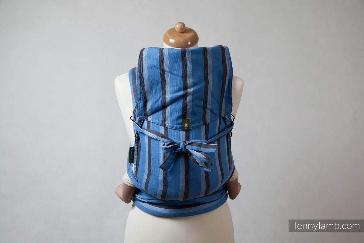 MEI-TAI carrier Mini, broken-twill weave - 100% cotton - with hood, Blue Dhalia #babywearing