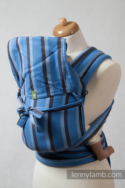 MEI-TAI carrier Mini, broken-twill weave - 100% cotton - with hood, Blue Dhalia #babywearing