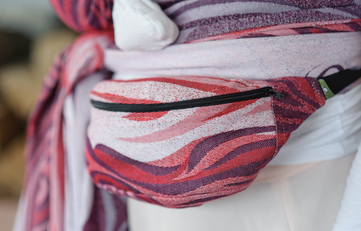Waist Bag made of woven fabric, (100% cotton) - MAROON WAVES #babywearing