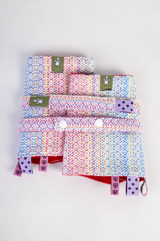 Drool Pads & Reach Straps Set, (Outer fabric - 60% cotton, 28% Merino wool, 8% silk, 4% cashmere; Lining - 100% polyester) - LITTLE LOVE - DAZZLE #babywearing