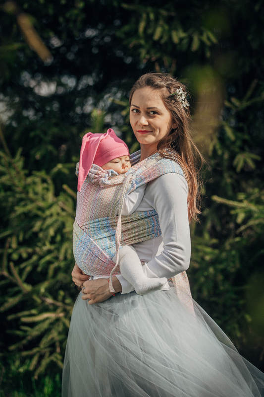 WRAP-TAI portabebé Mini con capucha/ jacquard sarga/60% algodón, 28% lana merino, 8% seda, 4% cachemir/ LITTLE LOVE - DAZZLE #babywearing