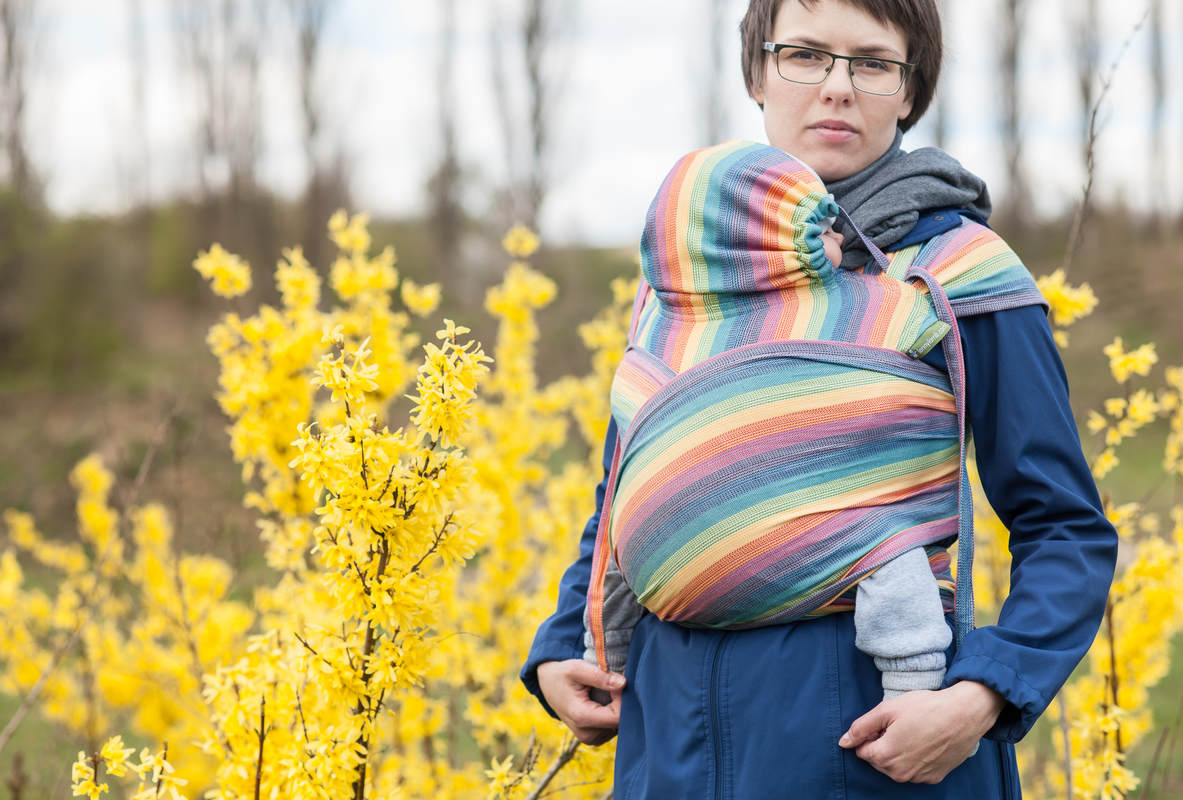 WRAP-TAI carrier TODDLER / broken twill / bamboo and cotton / with hood/ SUNRISE RANBOW #babywearing