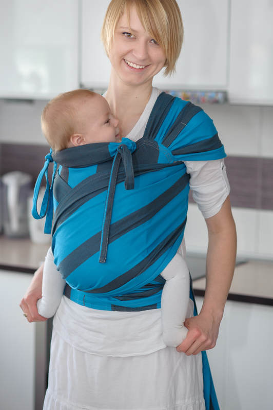 WRAP-TAI carrier Mini, broken-twill weave - 100% cotton - with hood, OCEAN DEPTH #babywearing