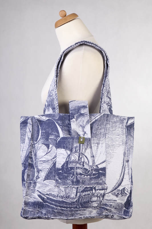 Shoulder bag made of wrap fabric (100% cotton) - GALLEONS NAVY BLUE & WHITE - standard size 37cmx37cm #babywearing
