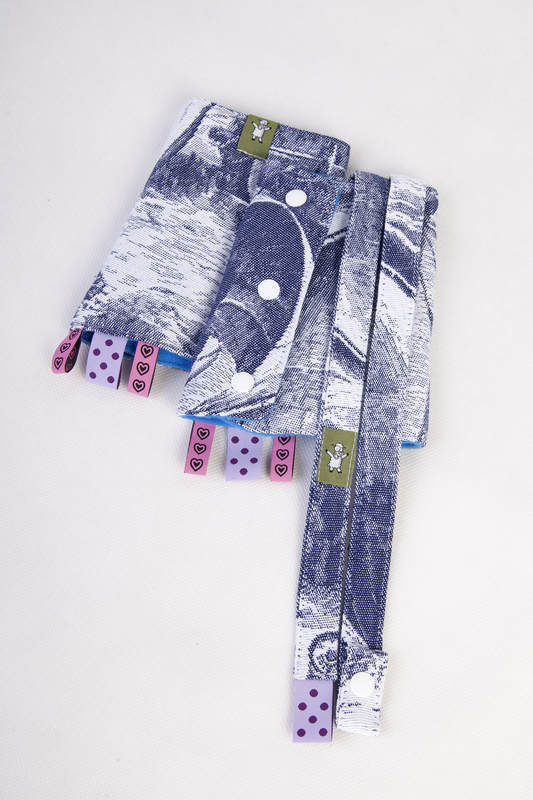 Drool Pads & Reach Straps Set, (60% cotton, 40% polyester) - GALLEONS NAVY BLUE & WHITE #babywearing