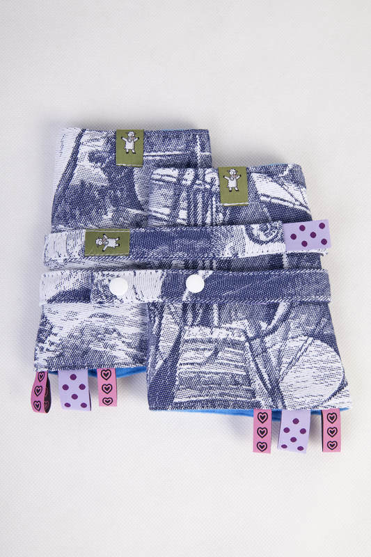 Drool Pads & Reach Straps Set, (60% cotton, 40% polyester) - GALLEONS NAVY BLUE & WHITE #babywearing