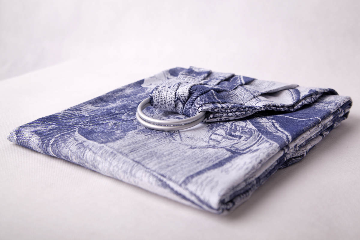 Ringsling, Jacquard Weave (100% cotton) - GALLEONS NAVY BLUE & WHITE - long 2.1m (grade B) #babywearing