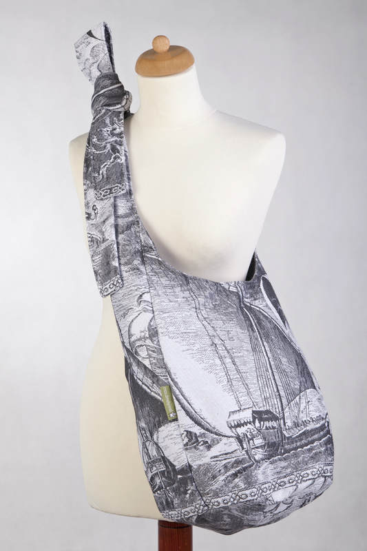 Hobo Bag made of woven fabric (100% cotton - GALLEONS BLACK  & WHITE #babywearing