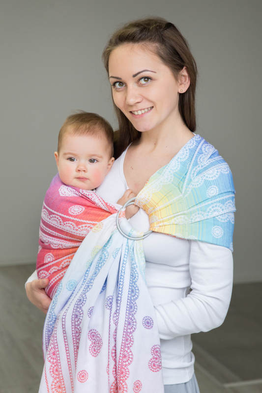Bandolera de anillas, tejido Jacquard (100% algodón) - RAINBOW LACE - standard 1.8m #babywearing