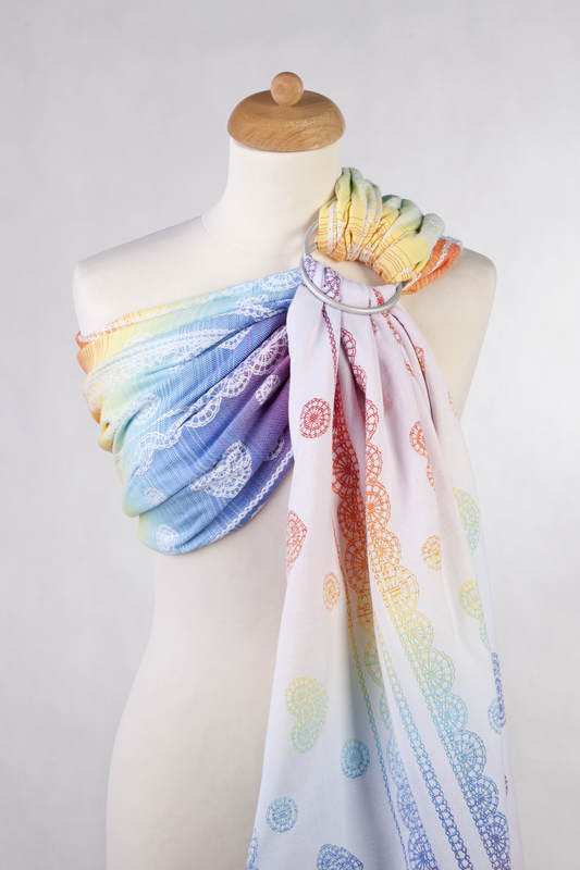 Ringsling, Jacquard Weave (100% cotton) - with gathered shoulder - RAINBOW LACE - long 2.1m (grade B) #babywearing
