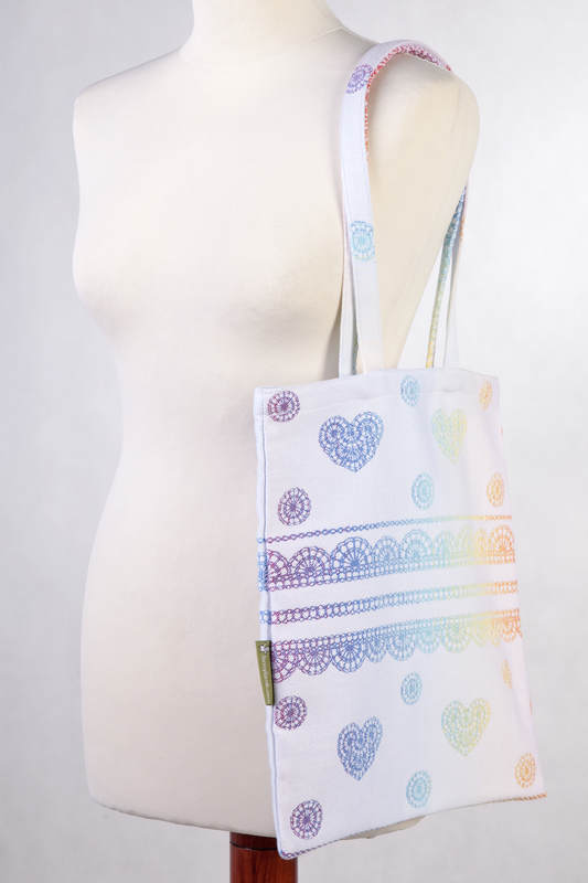 Einkaufstasche, hergestellt vom gewebten Stoff (100% Baumwolle) - RAINBOW LACE REVERS #babywearing