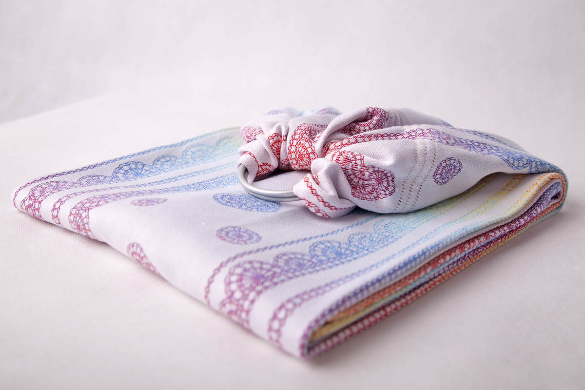 Ringsling, Jacquard Weave (100% cotton) - with gathered shoulder - RAINBOW LACE Reverse  - long 2.1m #babywearing