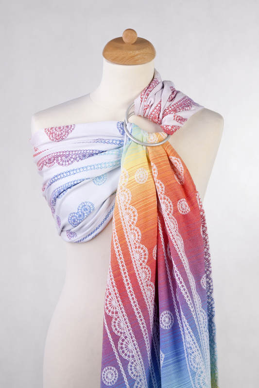 Ringsling, Jacquard Weave (100% cotton) - with gathered shoulder - RAINBOW LACE Reverse - long 2.1m  (grade B) #babywearing