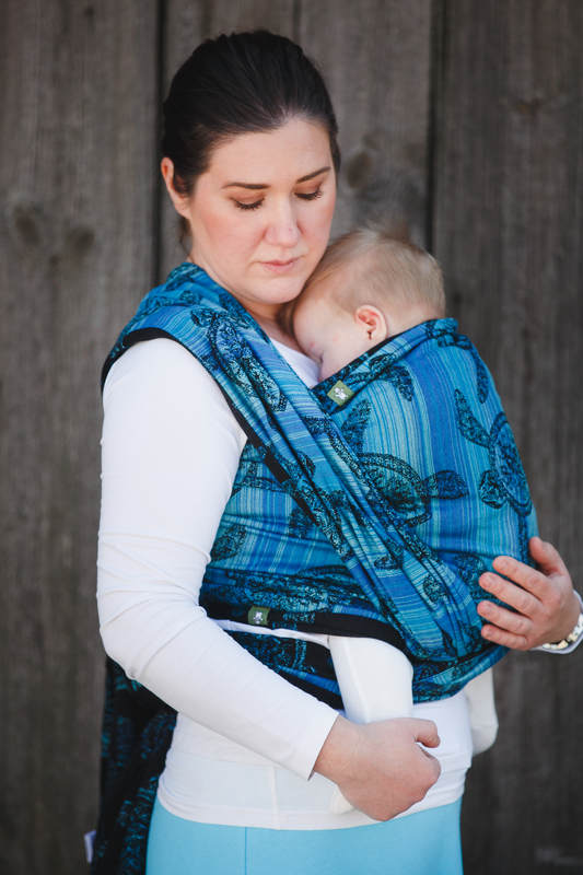 Baby Wrap, Jacquard Weave (100% cotton) - SEA ADVENTURE DARK - size XS (grade B) #babywearing