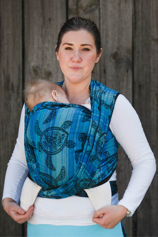 Baby Wrap, Jacquard Weave (100% cotton) - SEA ADVENTURE DARK - size XS (grade B) #babywearing