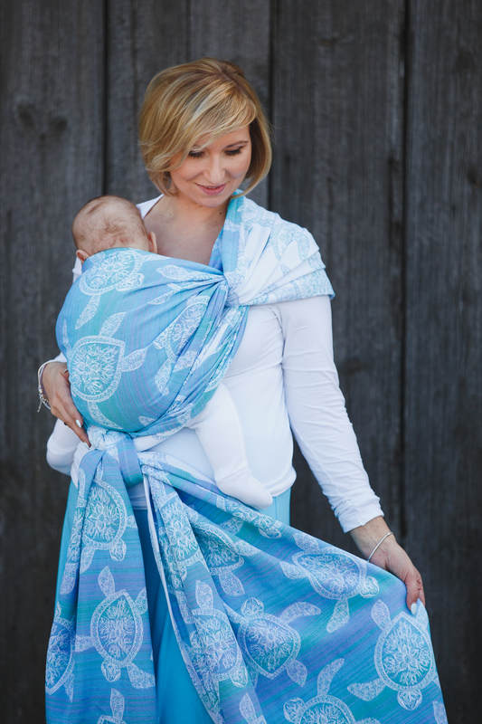 Baby Wrap, Jacquard Weave (100% cotton) - SEA ADVENTURE LIGHT - size S #babywearing