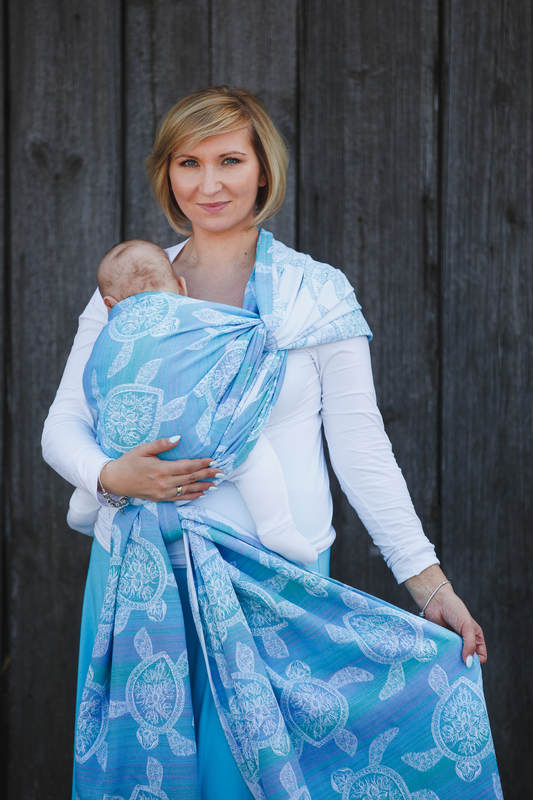 Żakardowa chusta do noszenia dzieci, bawełna - PRZYGODA MORSKA LIGHT - rozmiar XL (drugi gatunek) #babywearing