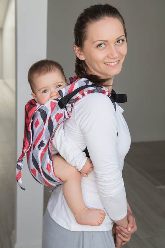 Lenny Buckle Onbuhimo baby carrier, standard size, jacquard weave (100% cotton) - QUEEN OF HEARTS (grade B) #babywearing