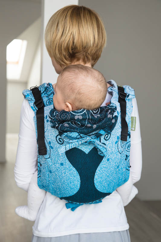 Nosidło Klamrowe ONBUHIMO z tkaniny żakardowej (100% bawełna), rozmiar Standard - BŁĘKITNA KSIĘŻNICZKA #babywearing