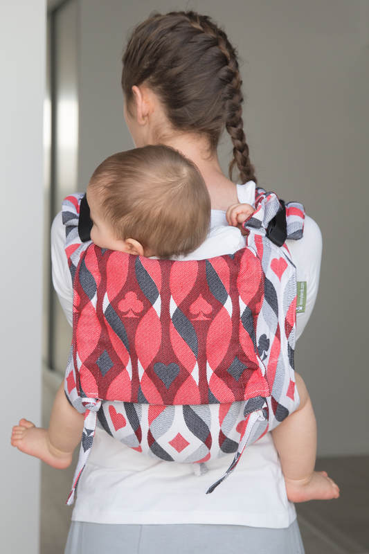 Lenny Buckle Onbuhimo baby carrier, standard size, jacquard weave (100% cotton) - QUEEN OF HEARTS #babywearing
