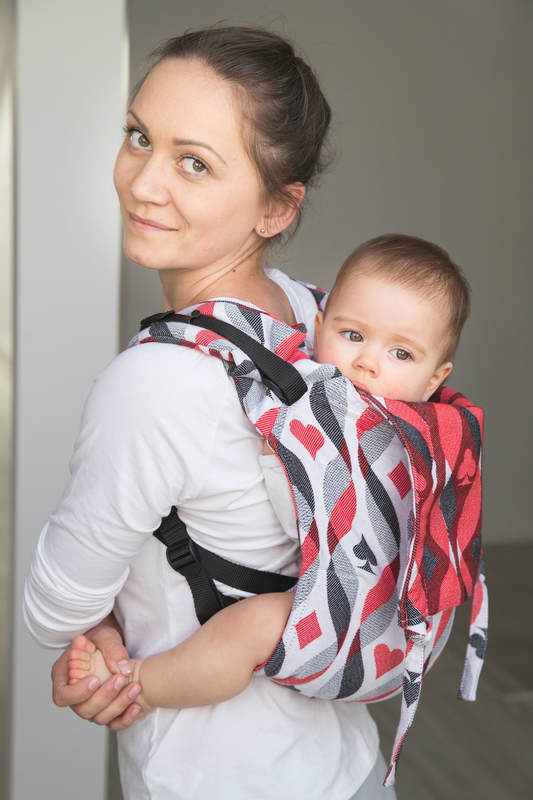 Lenny Buckle Onbuhimo baby carrier, standard size, jacquard weave (100% cotton) - QUEEN OF HEARTS #babywearing