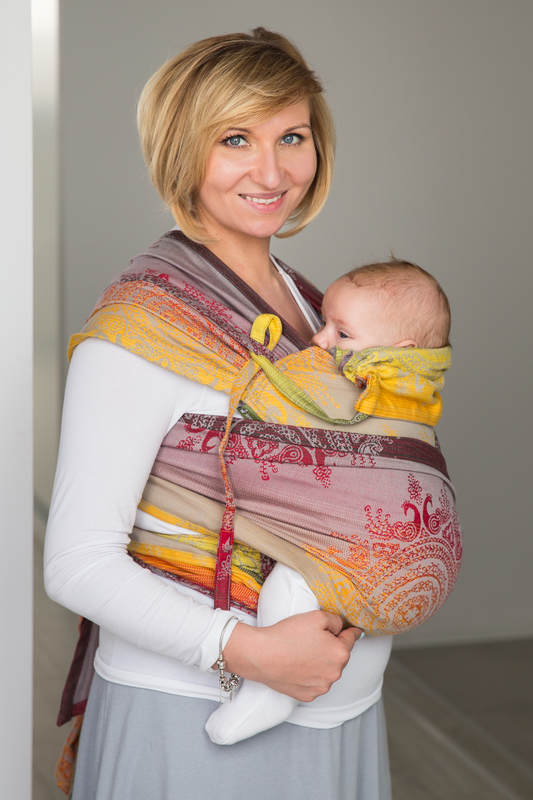 Nosidełko dla dzieci WRAP-TAI TODDLER, bawełna, splot żakardowy, z kapturkiem, KRÓLEWSKI PAW INDYJSKI #babywearing