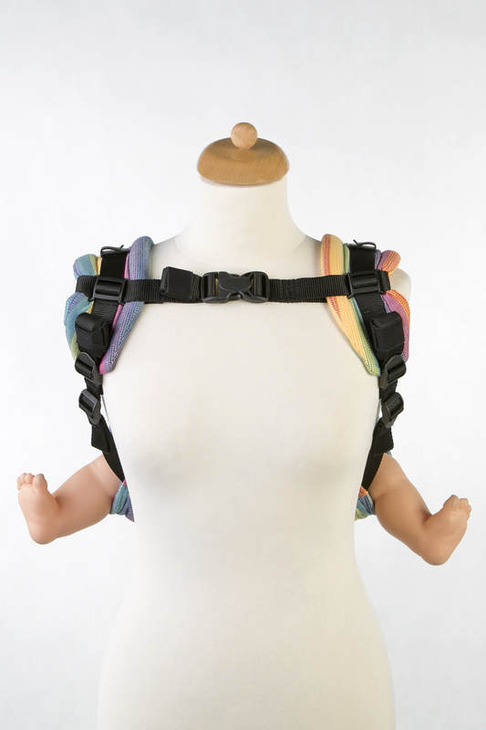 Lenny Buckle Onbuhimo baby carrier, standard size, broken-twill weave (60% cotton, 40% bamboo) - RAINBOW LIGHT (grade B) #babywearing