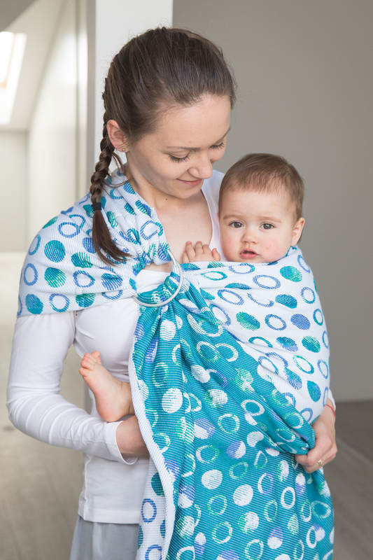 Ringsling, Jacquard Weave (100% cotton) - with gathered shoulder - MOTHER EARTH Reverse - long 2.1m #babywearing