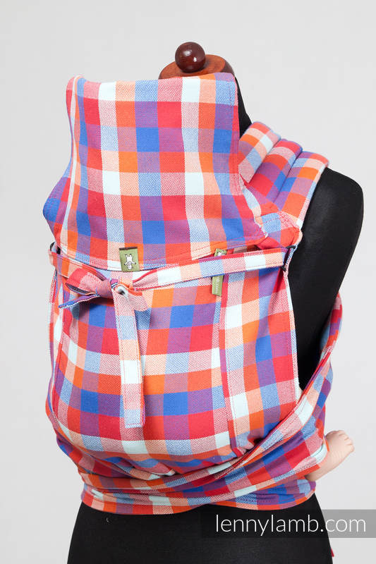MEI-TAI carrier Toddler, diamond weave - 100% cotton - with hood, Checked Wild West #babywearing
