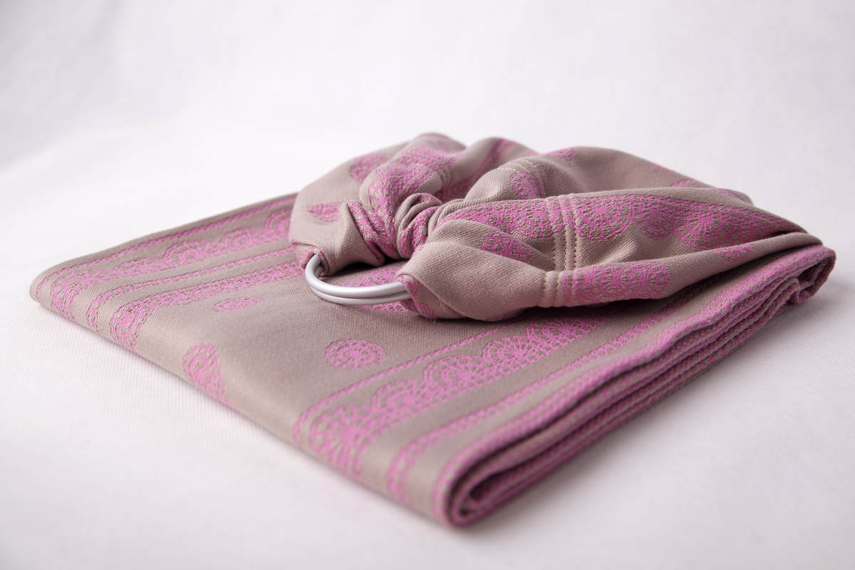 Ringsling, Jacquard Weave (100% cotton), with gathered shoulder - CANDY LACE, Reverse - long 2.1m #babywearing