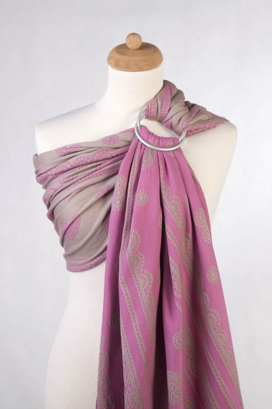 Ringsling, Jacquard Weave (100% cotton), with gathered shoulder - CANDY LACE, Reverse - long 2.1m #babywearing