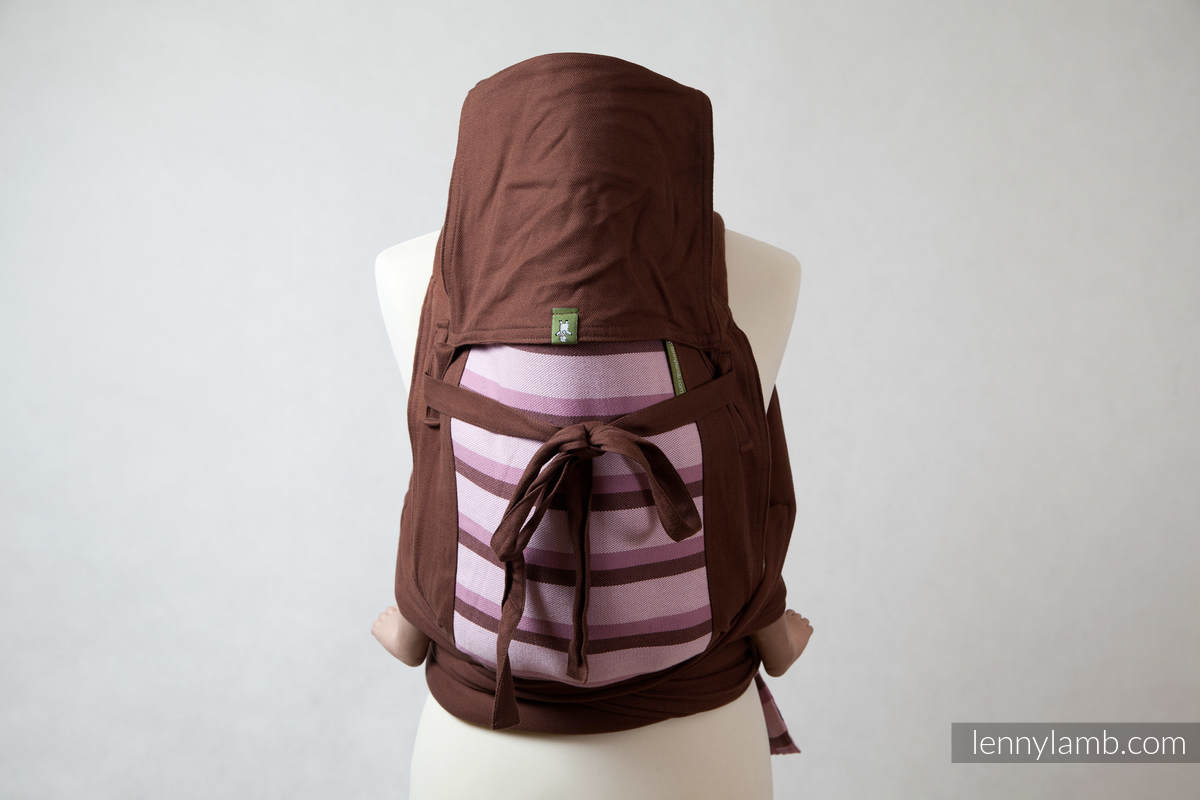 MEI-TAI carrier Toddler, broken-twill weave - 100% cotton - with hood,Chestnut with Lavender Garden #babywearing