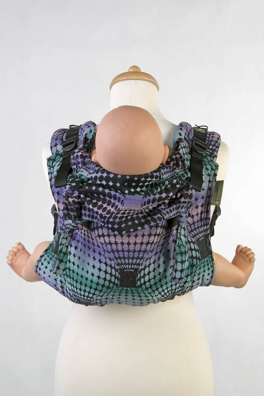 Lenny Buckle Onbuhimo baby carrier, standard size, jacquard weave (100% cotton) - DISCO BALLS #babywearing
