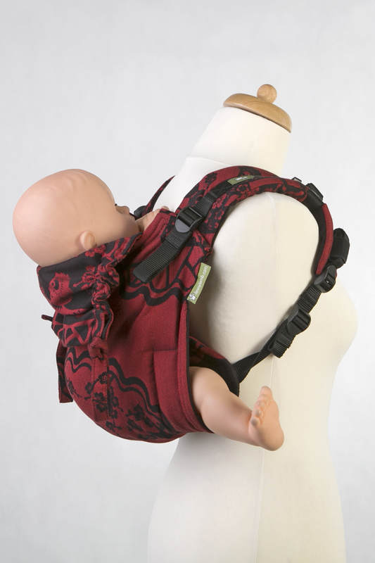 Nosidło Klamrowe ONBUHIMO z tkaniny żakardowej (100% bawełna), rozmiar Standard - MICO CZERWONY z CZARNYM (drugi gatunek) #babywearing