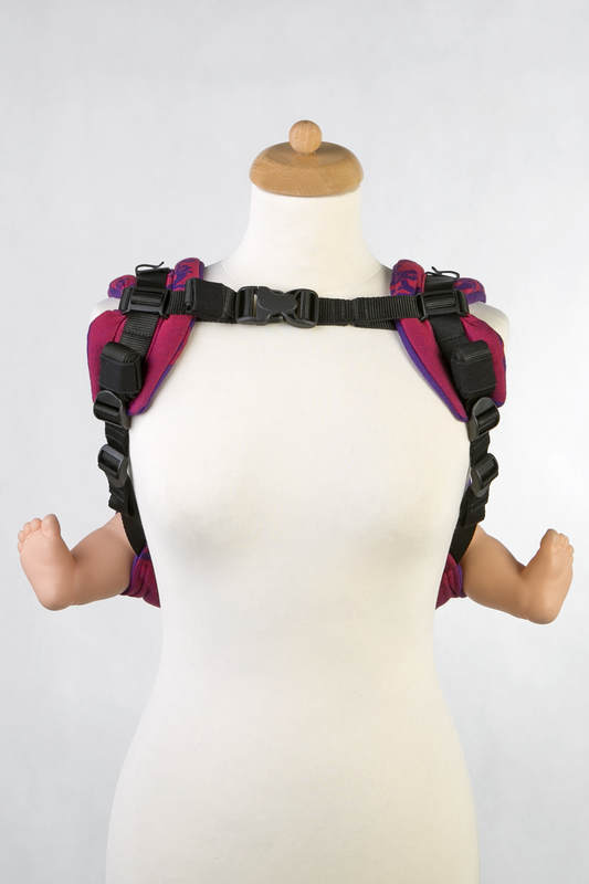 Lenny Buckle Onbuhimo baby carrier, standard size, jacquard weave (100% cotton) - MICO RED & PURPLE #babywearing