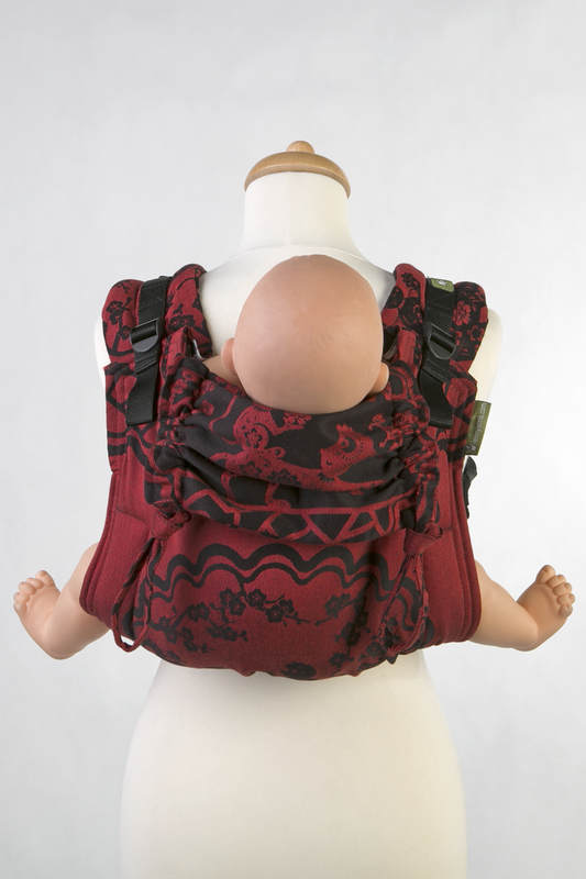 Lenny Buckle Onbuhimo baby carrier, standard size, jacquard weave (100% cotton) - MICO RED & BLACK (grade B) #babywearing