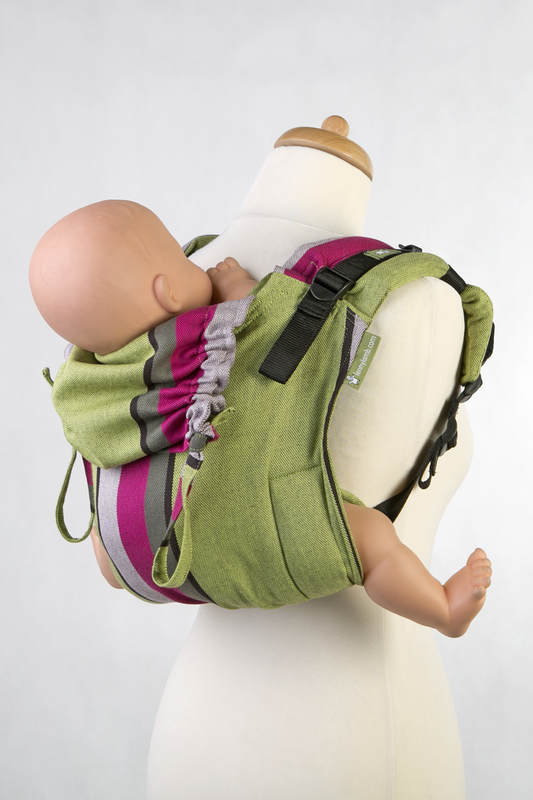 Nosidło Klamrowe ONBUHIMO z tkaniny skośno-krzyżowej (100% bawełna), rozmiar Toddler - LIMONKA Z KHAKI #babywearing