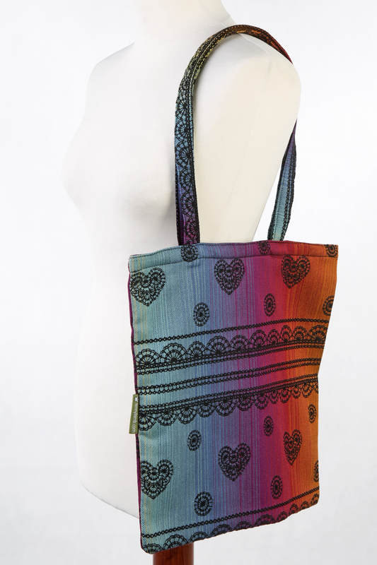 Einkaufstasche, hergestellt vom gewebten Stoff (100% Baumwolle) - RAINBOW LACE DARK  #babywearing