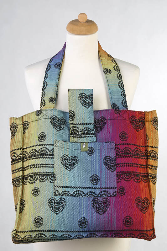 Shoulder bag made of wrap fabric (100% cotton) - RAINBOW LACE DARK - standard size 37cmx37cm #babywearing