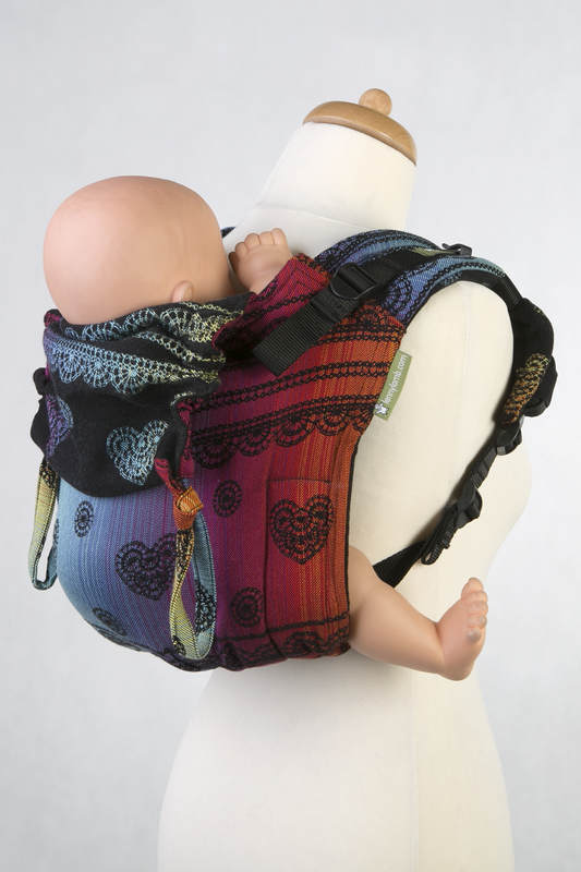 Nosidło Klamrowe ONBUHIMO z tkaniny skośno-krzyżowej (100% bawełna), rozmiar Standard - TĘCZOWA KORONKA DARK #babywearing
