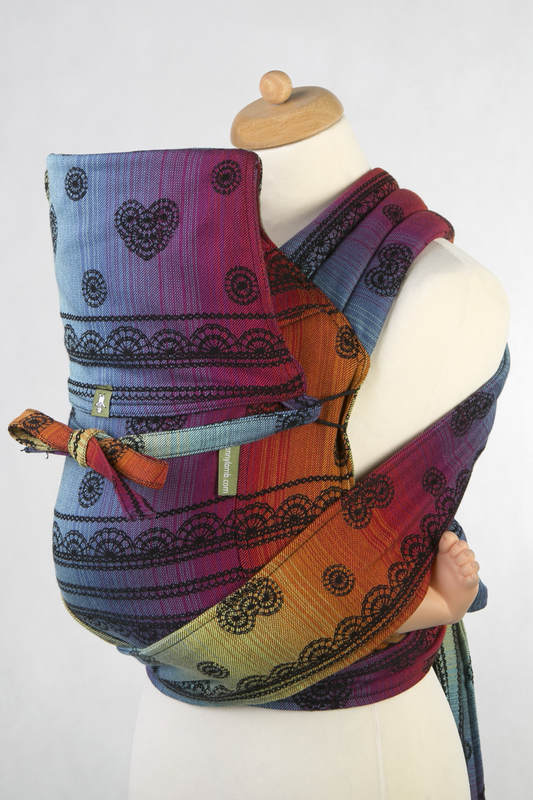 Mei Tai carrier Toddler with hood/ jacquard twill / 100% cotton / RAINBOW LACE DARK  #babywearing