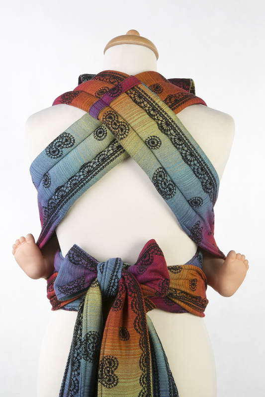 Mei Tai carrier Toddler with hood/ jacquard twill / 100% cotton / RAINBOW LACE DARK  #babywearing