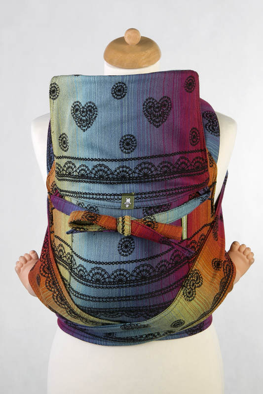 Mei Tai carrier Toddler with hood/ jacquard twill / 100% cotton / RAINBOW LACE DARK  #babywearing