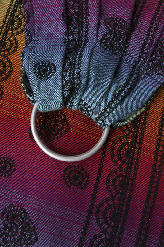 Bandolera de anillas, tejido Jacquard (100% algodón) - RAINBOW LACE DARK - long 2.1m #babywearing
