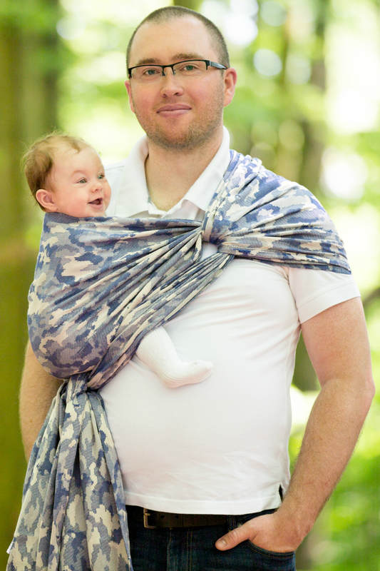 Żakardowa chusta do noszenia dzieci, bawełna - NIEBIESKIE MORO - rozmiar XS #babywearing